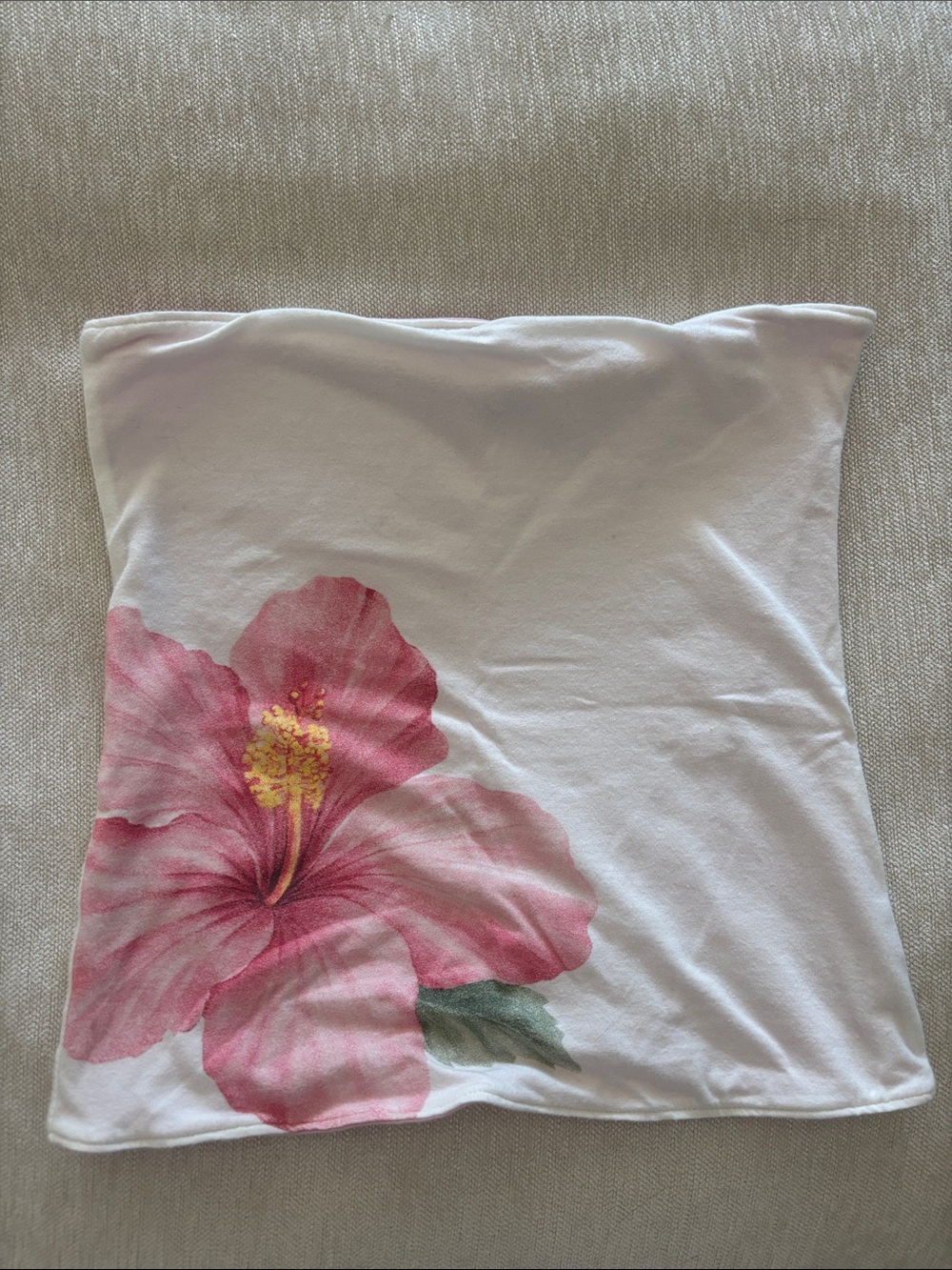 Hollister Tube Top with Pink Hibiscus Print